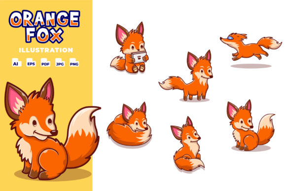 Cute Orange Fox Cartoon Illustration: Enhancing Your Visual Projects with Charm and Consistency