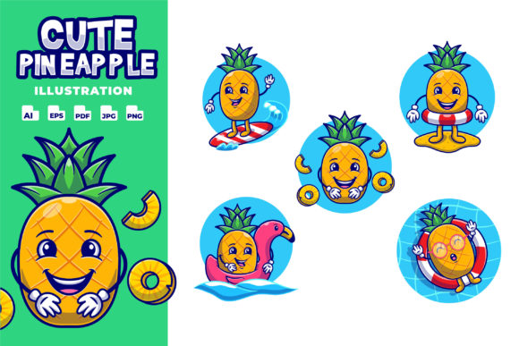 Cute Pineapple Cartoon Illustration
